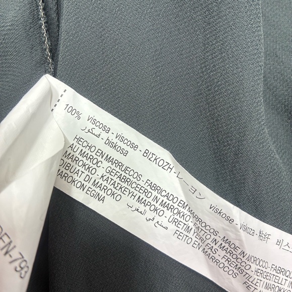 Zara Shirt Women Size XXL Gray Viscose Blouse Button Down Long Sleeves flowy - Picture 7 of 10